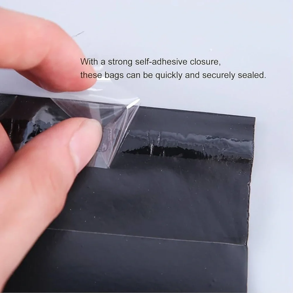 8”x20” Long Black Self-Sealing Polymailers - 25 Pack
